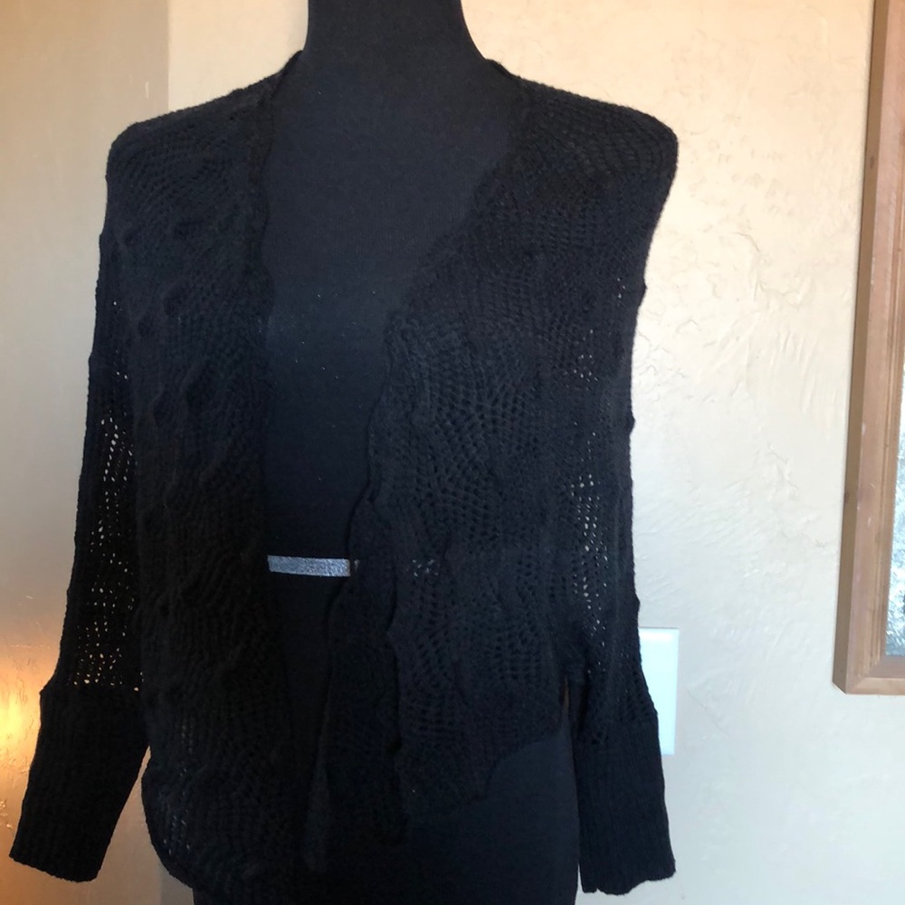 Knit shawl black sweater